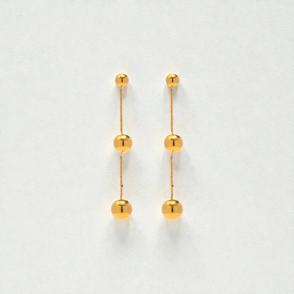 Triple Ball Earrings – 18K PVD Gold 316L Stainless Steel