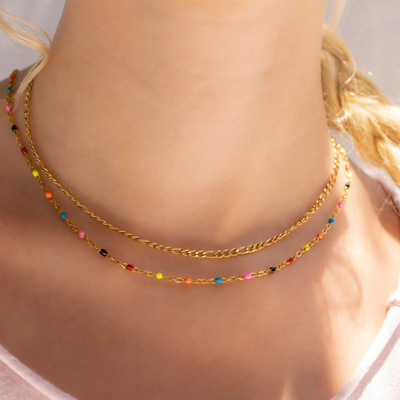 Multi Confetti Chain Necklace – 18K PVD Gold 316L Stainless Steel