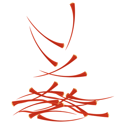 Falling pieces of saffron