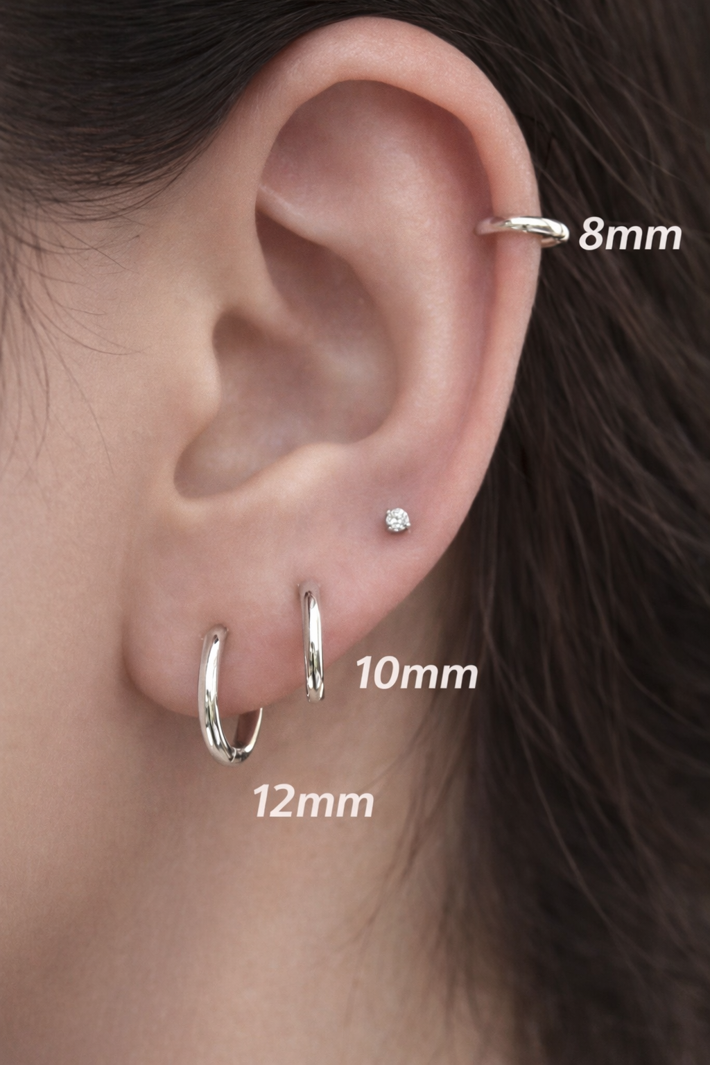 F136 Implant-Grade CZ Titanium Huggie Hoop Earrings