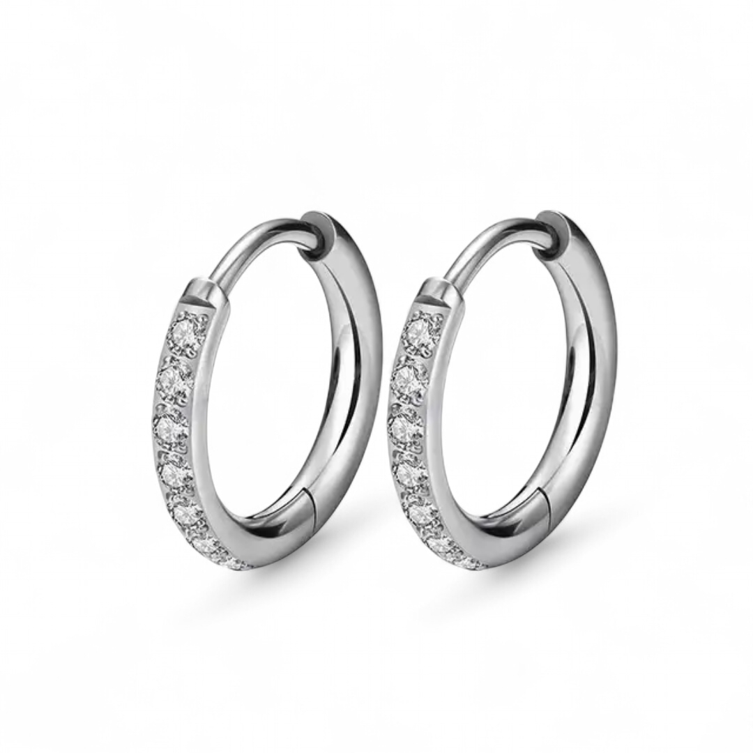 F136 Implant-Grade CZ Titanium Huggie Hoop Earrings