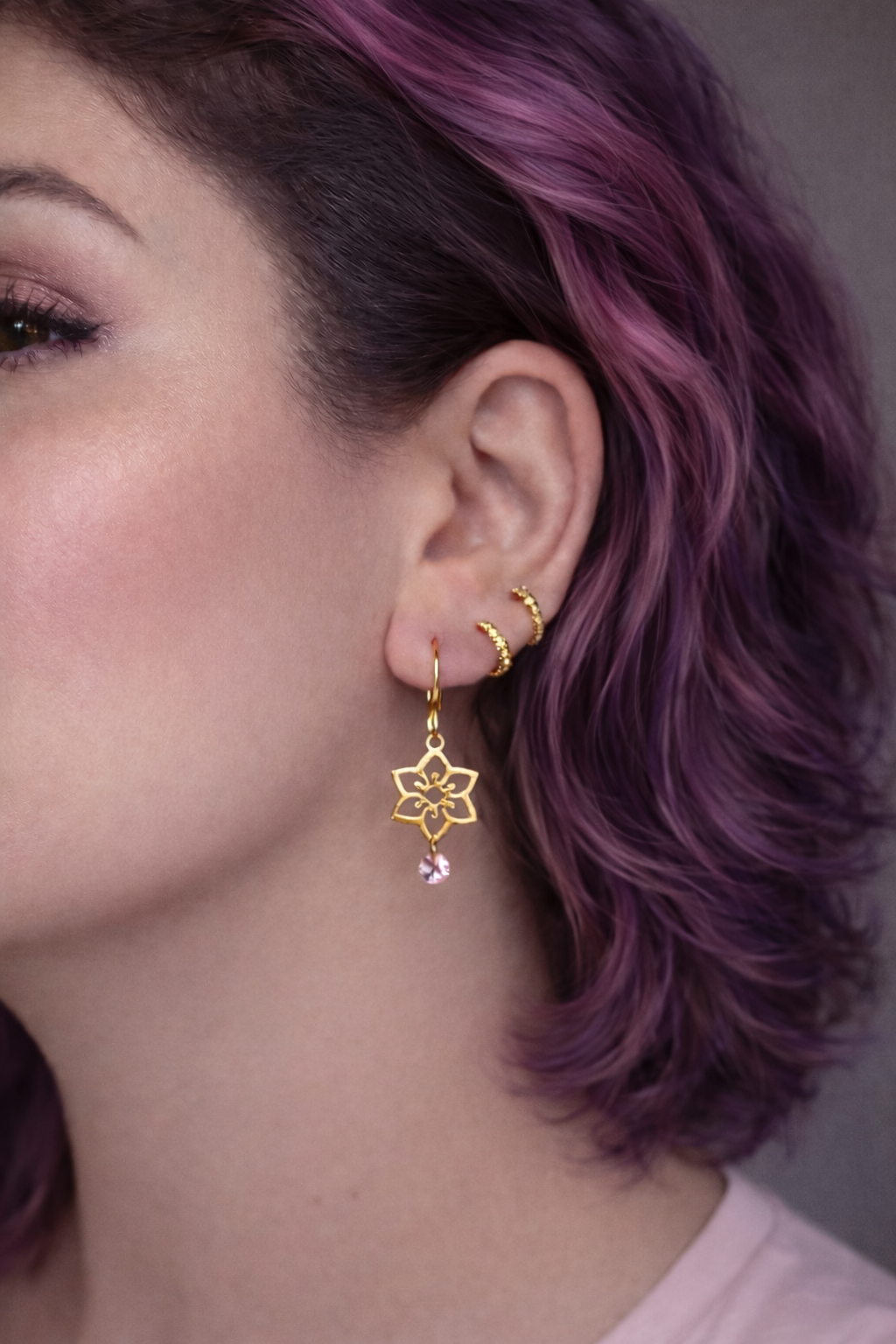 Blush Bloom Drop Earrings - 18K Gold PVD 316l Stainless Steel