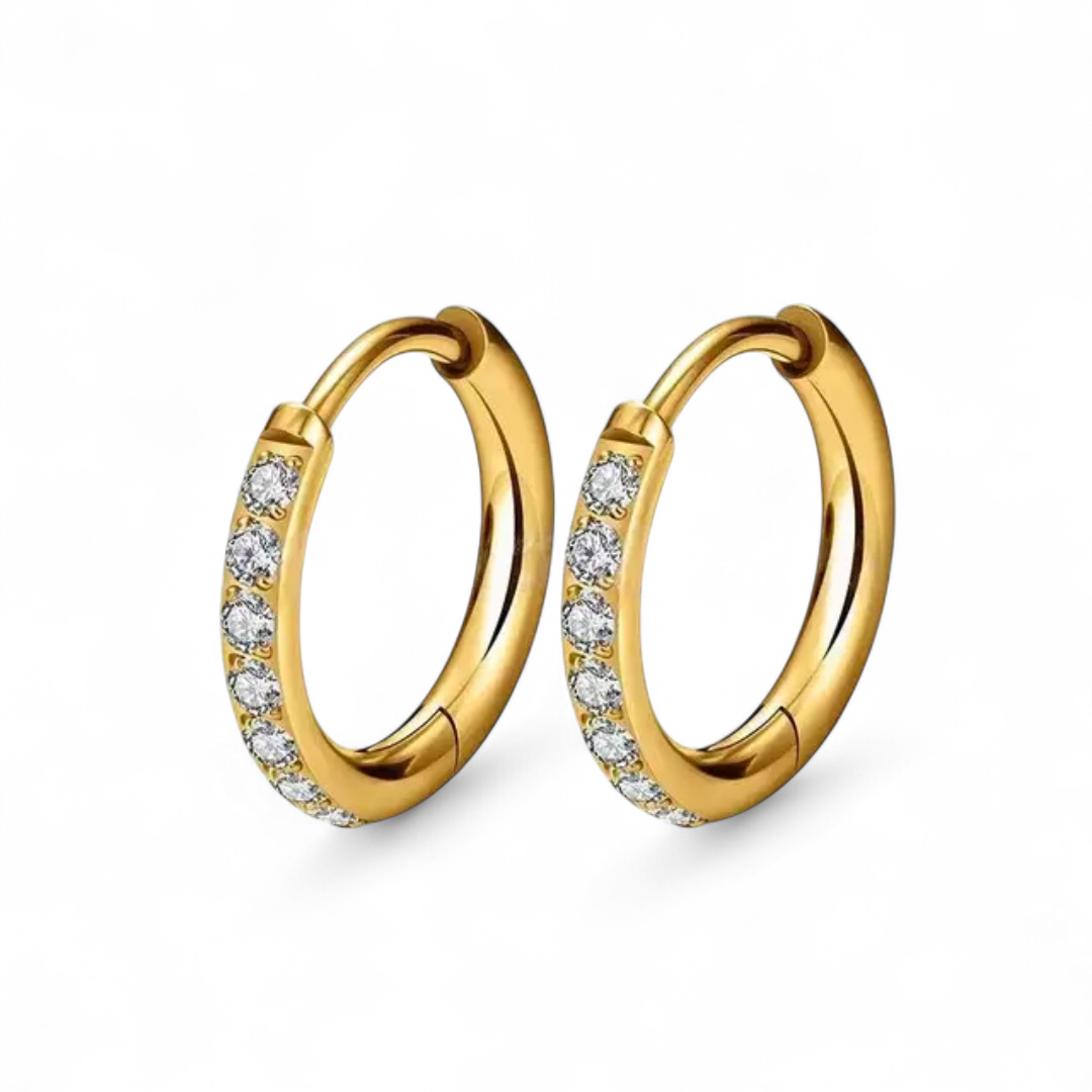 F136 Implant-Grade CZ Titanium 18K PVD Huggie Hoop Earrings