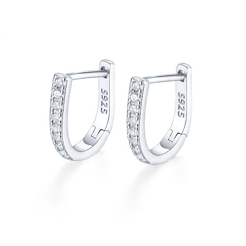 Micro Pavé Huggie Hoop Earrings – Sterling Silver (Gold or Platinum Finish)