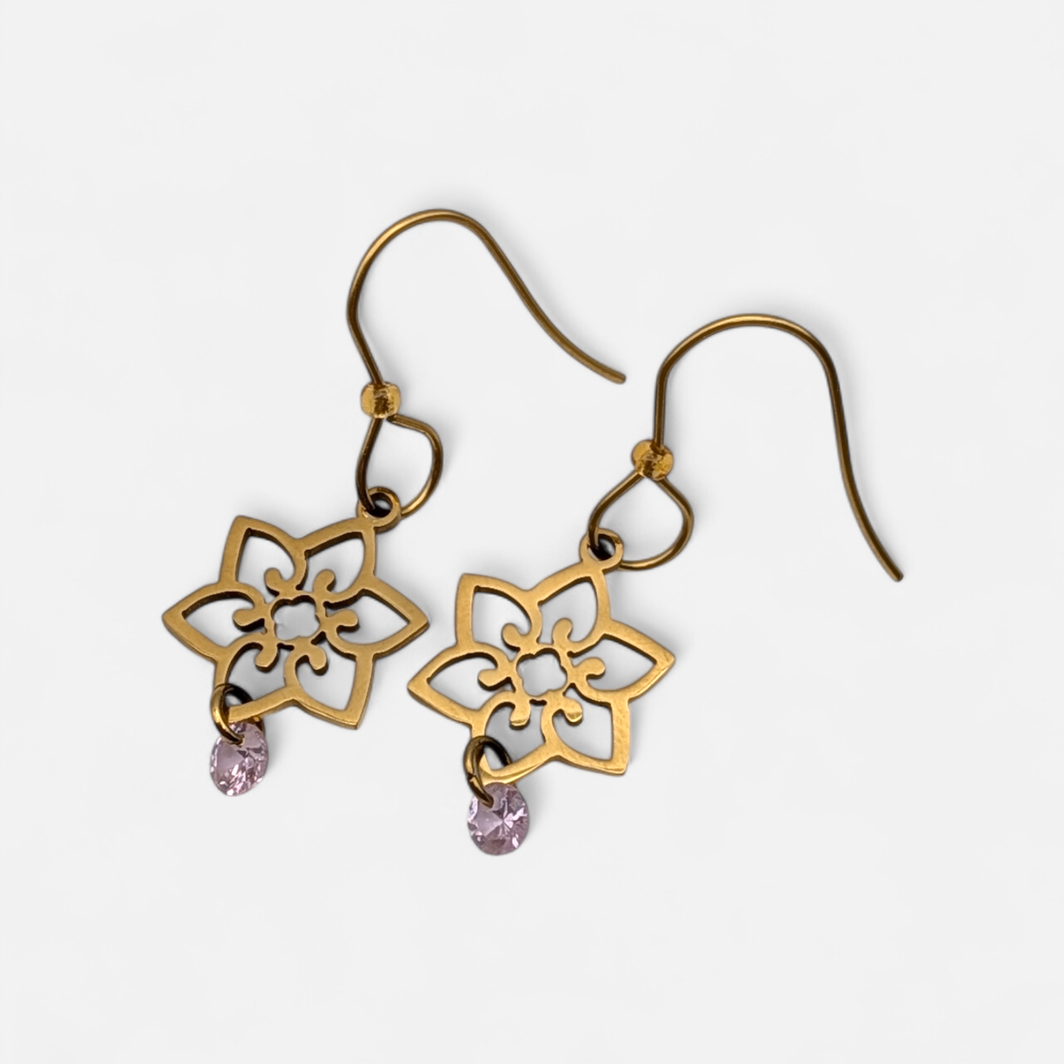Blush Bloom Drop Earrings - 18K Gold PVD 316l Stainless Steel