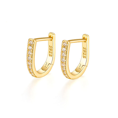 Micro Pavé Huggie Hoop Earrings – Sterling Silver (Gold or Platinum Finish)