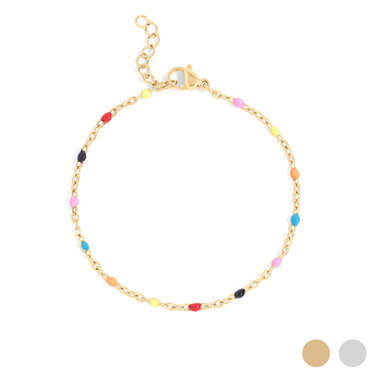 Multi Color Confetti Bracelet – 18K PVD Gold 316L Stainless Steel